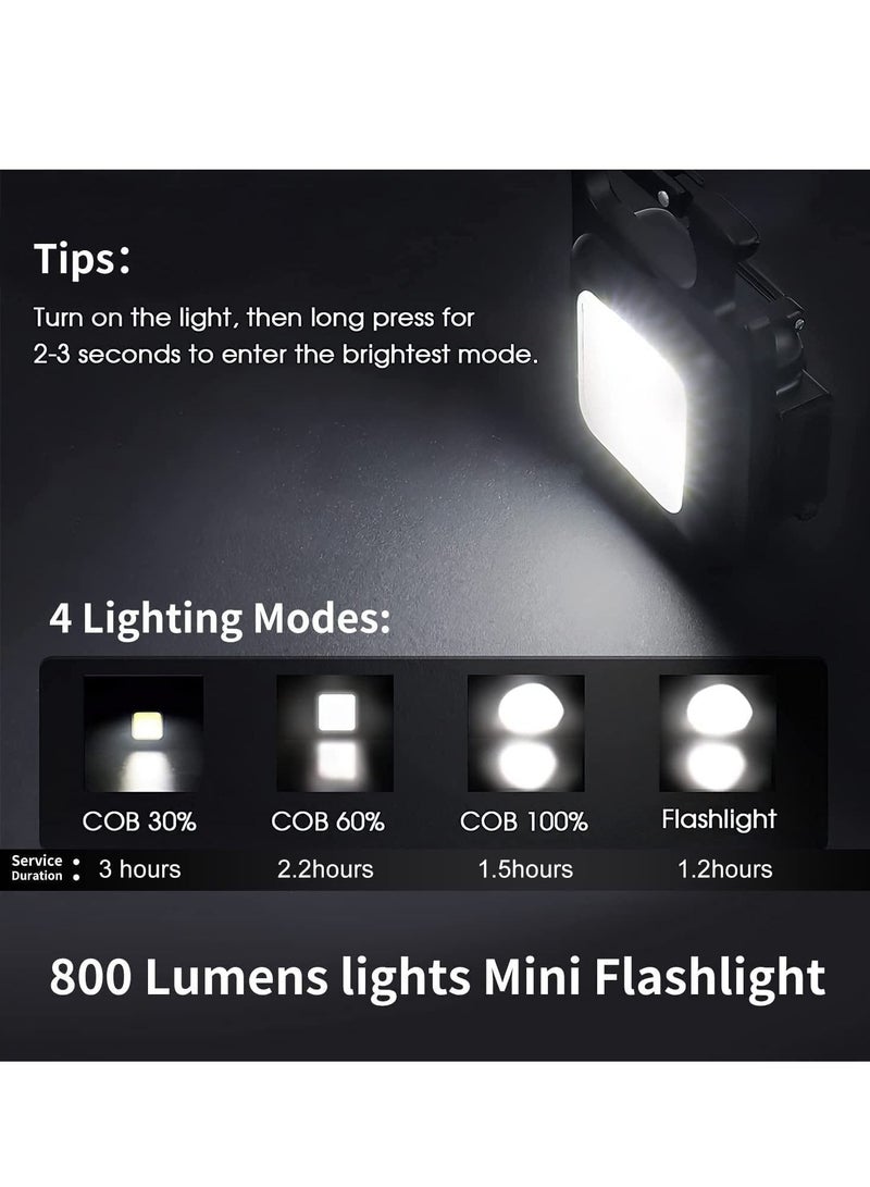 Mini Flashlight, 800Lumens COB Bright Rechargeable Keychain Flashlights, Black, LEDLIG01-B  - Image 3