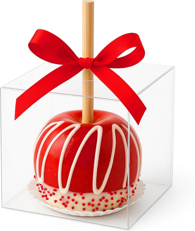VGoodall 34PCS Candy Apple Boxes, 4x4x4inch Plastic Transparent Clear Caramel Apple Boxes for Wedding, Party, Baby Shower, Bridal Shower, Christmas - Image 3