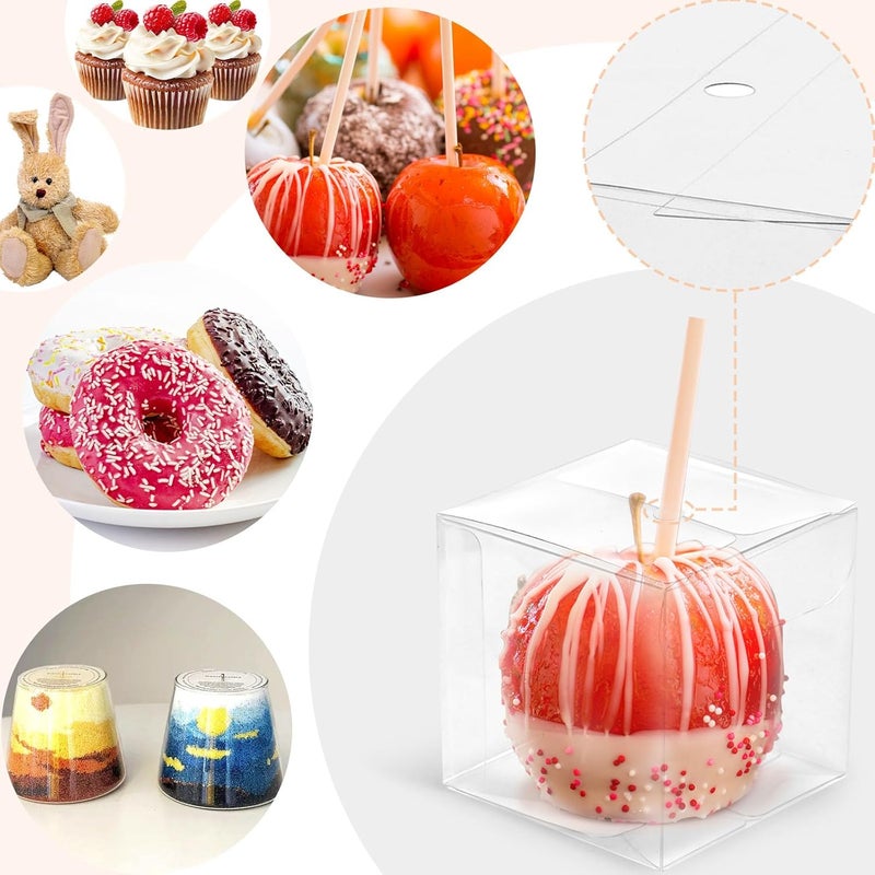 VGoodall 34PCS Candy Apple Boxes, 4x4x4inch Plastic Transparent Clear Caramel Apple Boxes for Wedding, Party, Baby Shower, Bridal Shower, Christmas - Image 5