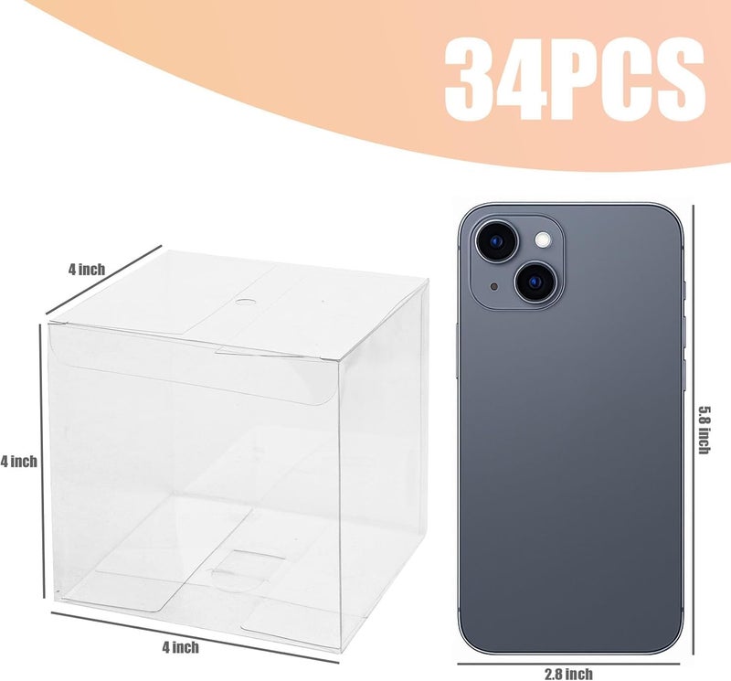 VGoodall 34PCS Candy Apple Boxes, 4x4x4inch Plastic Transparent Clear Caramel Apple Boxes for Wedding, Party, Baby Shower, Bridal Shower, Christmas - Image 2