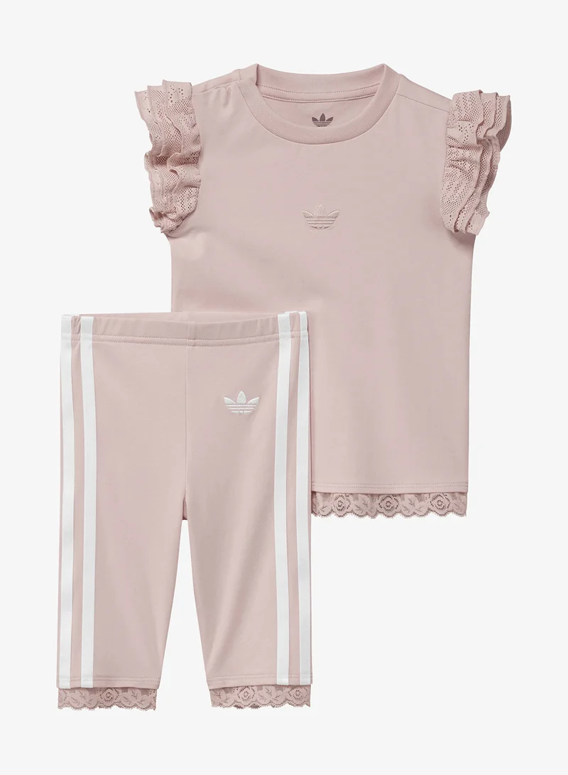 اديداس اوريجينالز طقم تي شيرت وبنطلون ضيق دانتيل للأطفال