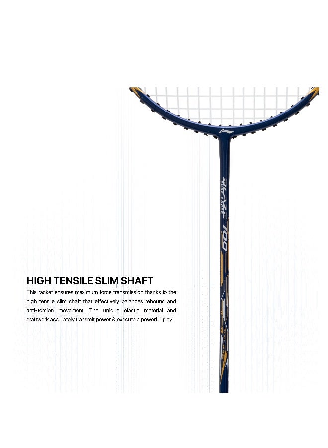 Li-Ning Blaze 100 78G Carbon Fibre Badmiton Racket Strung Badminton Racket with Free Full Cover  (Navy/White/Gold) - Image 5