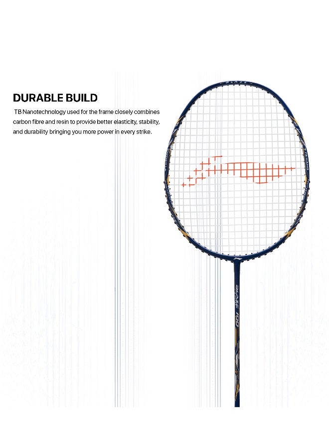 Li-Ning Blaze 100 78G Carbon Fibre Badmiton Racket Strung Badminton Racket with Free Full Cover  (Navy/White/Gold) - Image 2