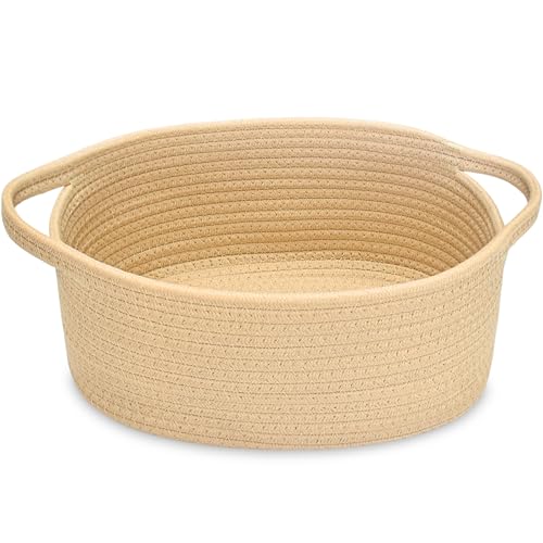 ABenkle Small Woven Baskets 12x8x5 Rope Baby Toy Storage Basket with Handle Durable Gift Basket Empty for Graduation Easter Christmas - Image 1