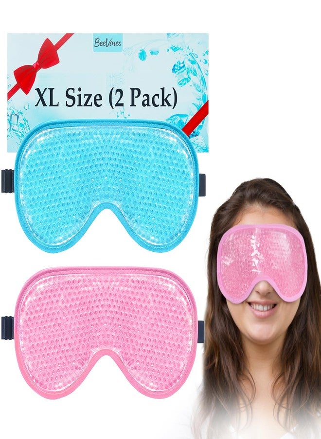 BeeVines XL Size Gel Eye Mask, 2 Pack Cooling Ice Masks for Puffy Eyes for Men & Women, Cold & Warm Compress for Post Surgery, Puffiness, Allergies, Sinuses & Migraines - Image 1