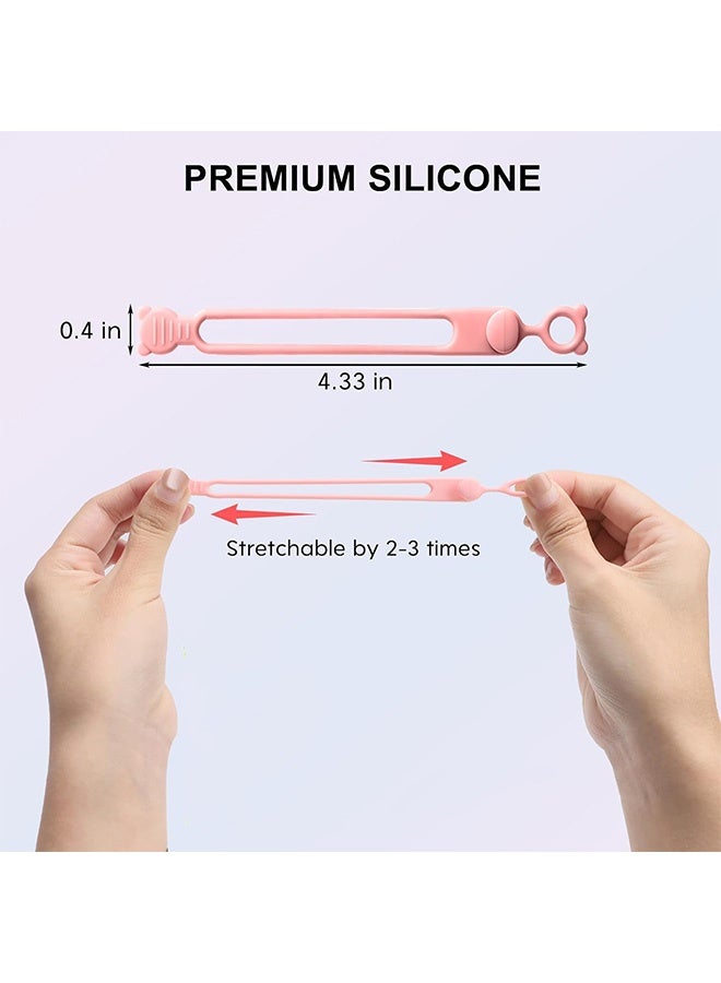 Quantum 12 Pcs Reusable Silicone Cable Ties Self-Locking Cord Organizer Straps Multi-Purpose Cable Management Straps for Charging Cables Headphones Home Office (White/Pink/Black/Gray/Blue/Purple) - Image 2