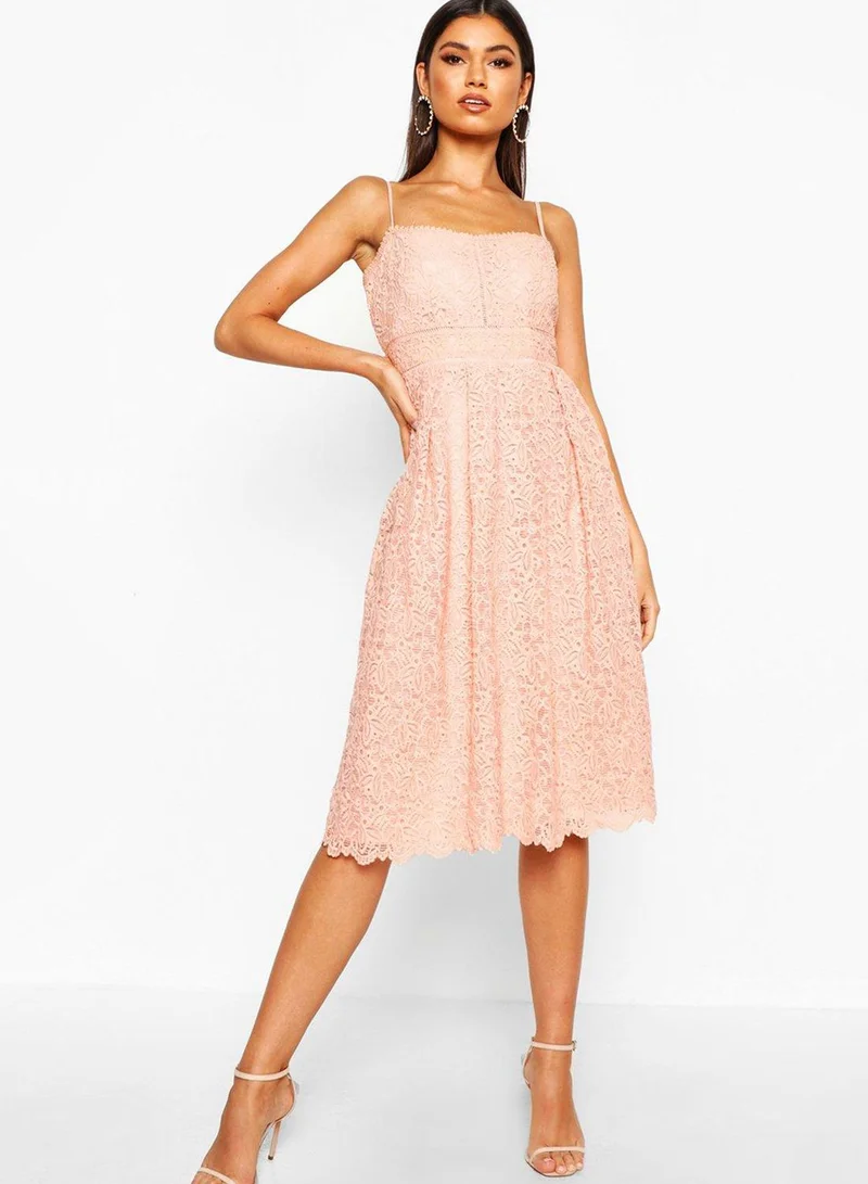 boohoo Strappy Embroidered Dress
