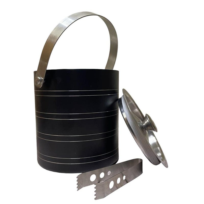 HAINE Double Wall Insulated Ice Bucket with Ice Tong Black 1750 ml - Image 1