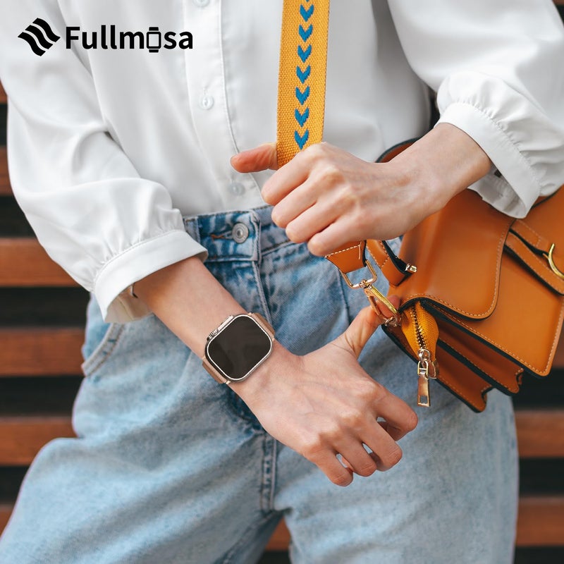 Fullmosa Leather Bands Compatible with Apple Watch 41mm 40mm 38mm 42mm 44mm 45mm 46mm 49mm Women Band Strap for iWatch Ultra 2/Ultra/10/9/8/7/6/5/4/3/2/1/SE2/SE, 42mm 41mm 40mm 38mm Beige - Image 4