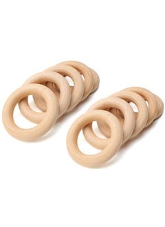 VMPS VMPS Smooth Unfinished Natural Wooden RingsCircles Without Paint for Craft DIY Baby Teething Ring Pendant Connectors Jewelry Making 10 Pieces 