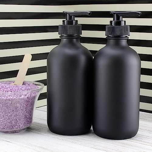 Cornucopia Brands Black Coated 8-Ounce Glass Pump Bottles (4-Pack), Great for Lotions, Liquid Soap, Aromatherapy and More - Image 4