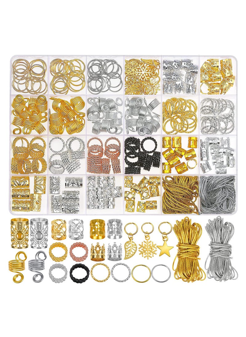 KASTWAVE 259PCS Hair Jewelry Accessories for Women Braids Hair Loc Wire Wrapped Adornment for Dreadlock Hair Aluminum Beads Charms Gold Braids Ring Cuffs Clips with Pendants for Hair Decorations  - Image 1