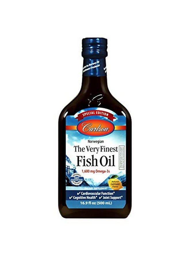 Carlson أفضل زيت سمك خاص إصدار 1600 ملغ أوميغا 3 سائل مكمل زيت سمك نرويجي من الأسماك البرية مصدر مستدام سائل ليمون 500 مل (16.9 أونصة سائلة) - Image 1