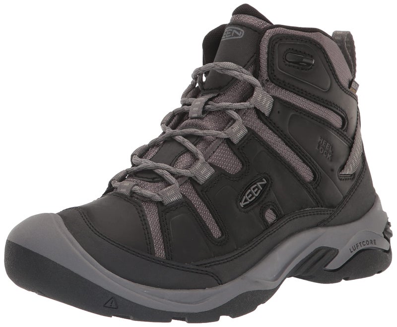 KEEN Mens Circadia Mid Height Comfortable Waterproof Hiking Boots BlackSteel Grey 105 Medium US