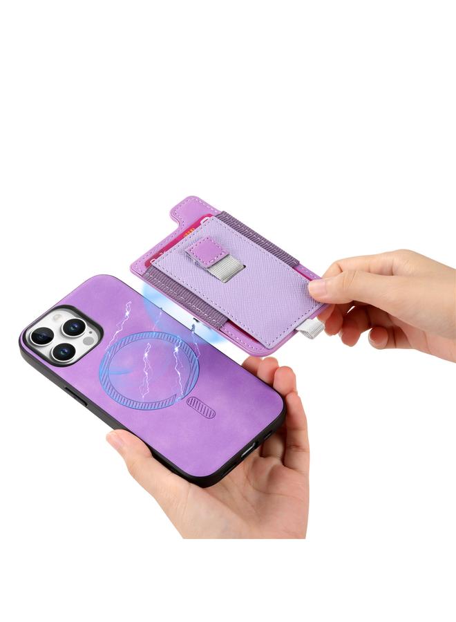 Zaboon Case For iPhone 11 Pro Max Retro Magsafe Cross Leather Pull-Out Card Bag Back Phone Case - Image 3