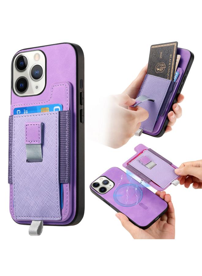 Zaboon Case For iPhone 11 Pro Max Retro Magsafe Cross Leather Pull-Out Card Bag Back Phone Case - Image 1