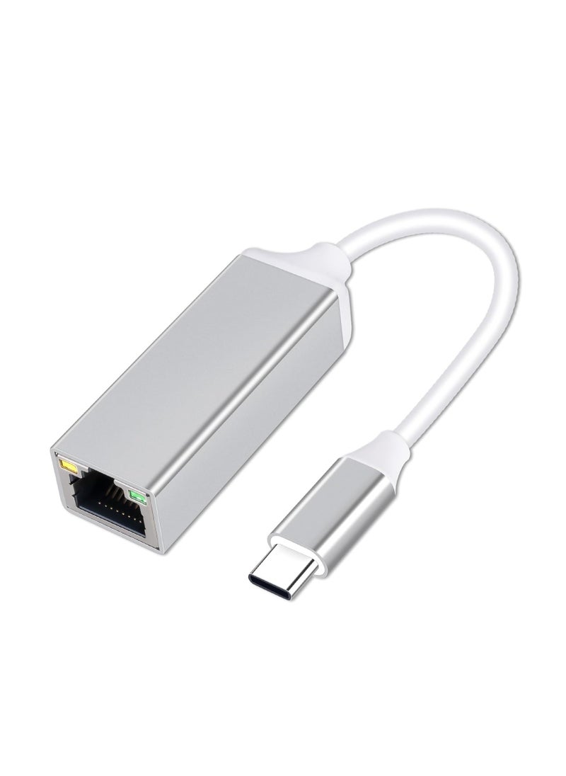 SYOSI USB C to Ethernet Adapter Type-C to RJ45 Gigabit Ethernet LAN Network Adapter Compatible with MacBook Pro 2019/2018/2017 MacBook Air and More  - Image 1