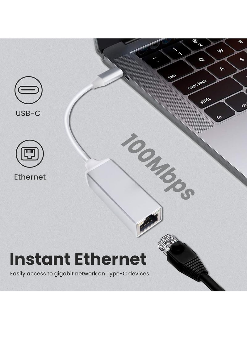 SYOSI USB C to Ethernet Adapter Type-C to RJ45 Gigabit Ethernet LAN Network Adapter Compatible with MacBook Pro 2019/2018/2017 MacBook Air and More  - Image 2