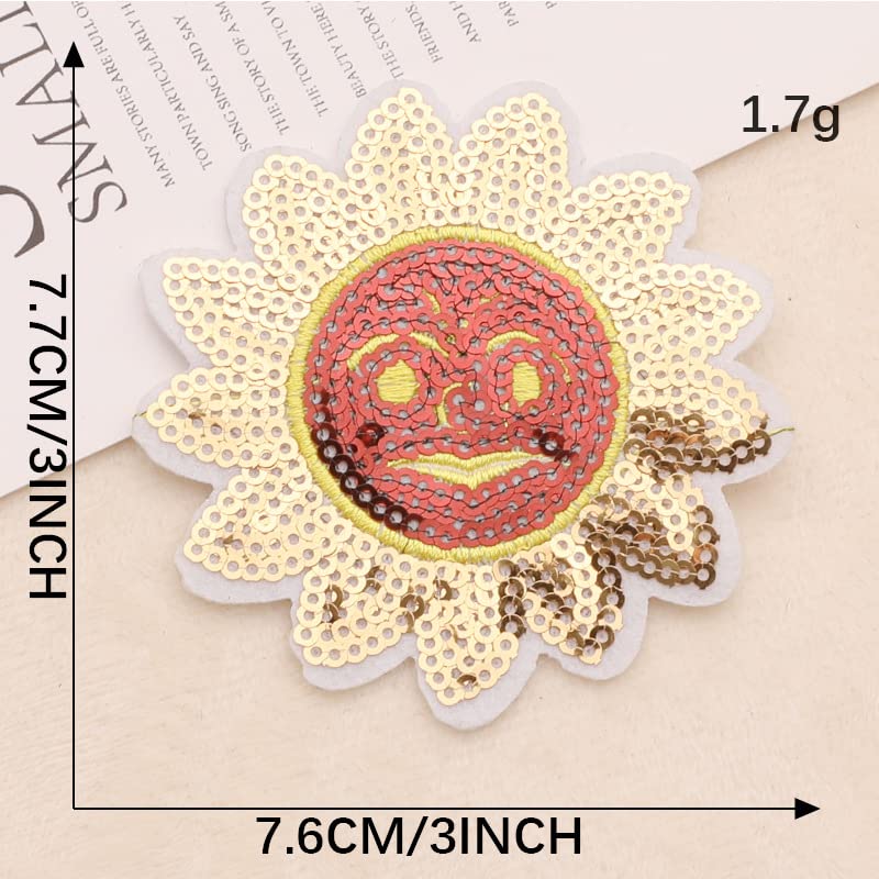 Daily Crafts Daily Crafts Pack of 6 Sequin Patches Cherry Sun Planet Sew OnIron On Patch Applique for Clothes Dress Hat Jeans DIY Accessories - Image 2