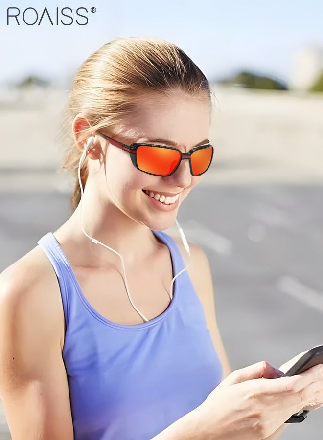 roaiss Polarized Sports Sunglasses for Men Women, UV400 Protection Outdoor Glasses, Dustproof Cycling Goggles for Baseball Running Fishing Golf, Black and Red - Image 2