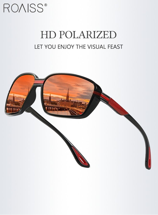 roaiss Polarized Sports Sunglasses for Men Women, UV400 Protection Outdoor Glasses, Dustproof Cycling Goggles for Baseball Running Fishing Golf, Black and Red - Image 3