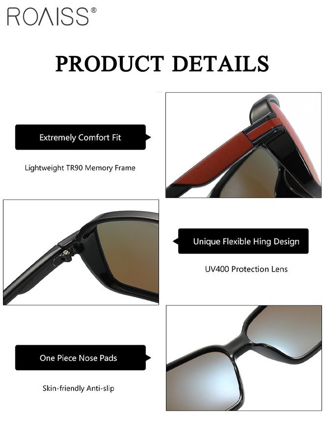 roaiss Polarized Sports Sunglasses for Men Women, UV400 Protection Outdoor Glasses, Dustproof Cycling Goggles for Baseball Running Fishing Golf, Black and Red - Image 5