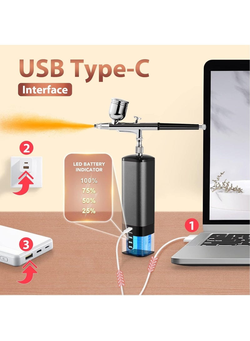 KADIP Airbrush Kit with Air Compressor, Cordless Rechargeable, 0.3mm Nozzle, and Cleaning Brush - Image 3