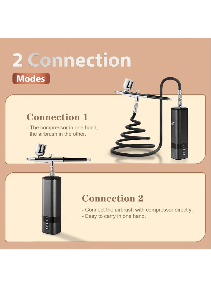 KADIP Airbrush Kit with Air Compressor, Cordless Rechargeable, 0.3mm Nozzle, and Cleaning Brush - Image 5