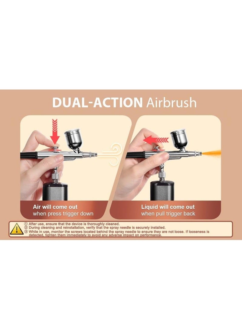 KADIP Airbrush Kit with Air Compressor, Cordless Rechargeable, 0.3mm Nozzle, and Cleaning Brush - Image 4