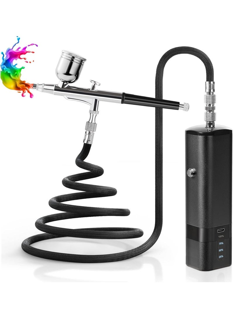 KADIP Airbrush Kit with Air Compressor, Cordless Rechargeable, 0.3mm Nozzle, and Cleaning Brush - Image 1