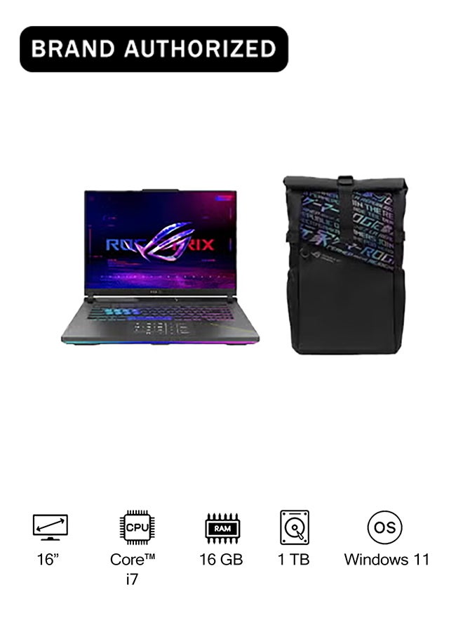 أسوس لابتوب الألعاب ROG Strix G16 بشاشة WUXGA (1920X1200) مقاس 16 بوصة، مع معالج Core i7-14650HX/ذاكرة RAM سعة 16GB DDR5/قرص SSD سعة 1TB/نظام Windows 11/بطاقة رسومات Nvidia GeForce RTX 5060 سعة 8GB + حقيبة ظهر مجانية - Image 1