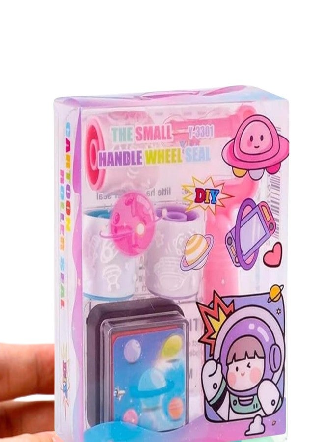 Sakuya Roller Seal Stamp with Inkpad for Kids | Handle Wheel Roller Stamp Set | Cute Stationery Items for Girls & Boys | Return Gift for Birthday Parties | Art Kit for Children - Animal - Image 1
