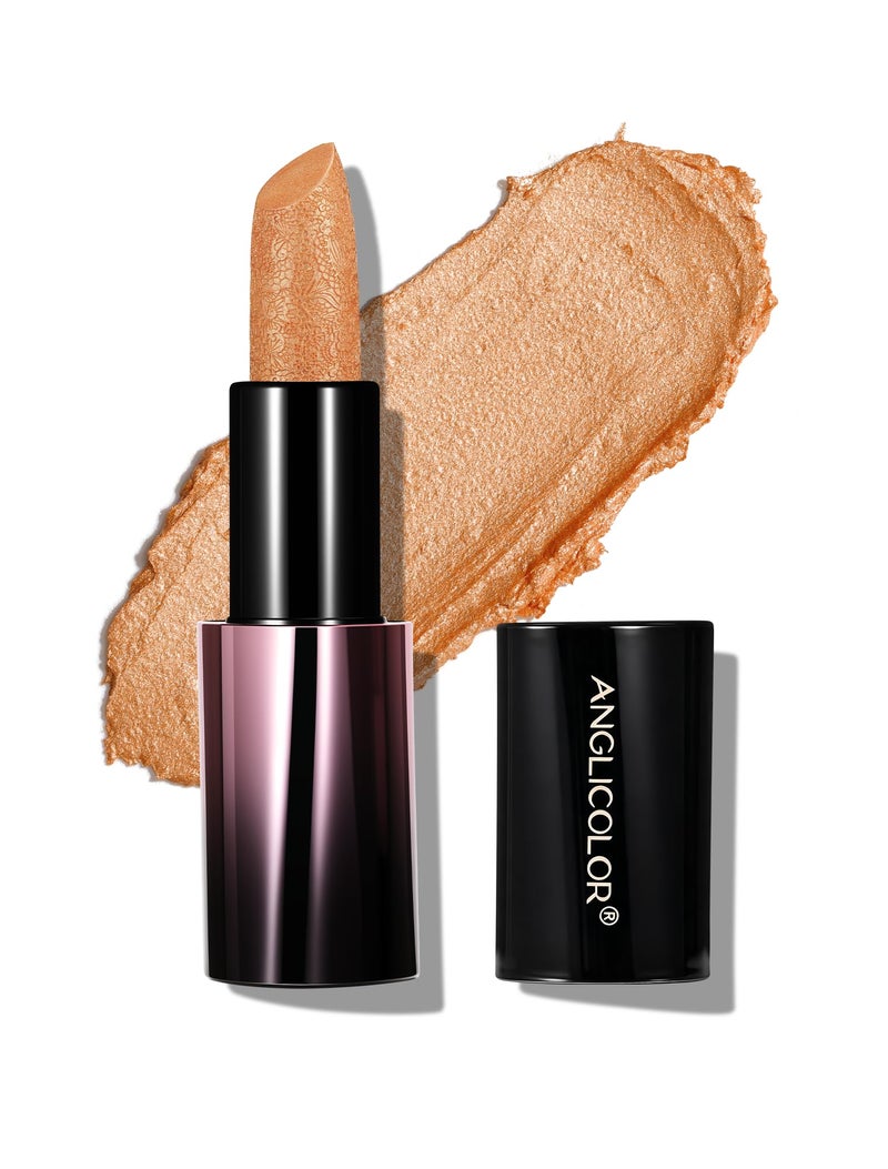 Anglicolor Metallic Gold Lipstick For Subtle 3D Shimmer EffectOrange Glitter LipstickLight Soft Cream Formula for Moisturized LipsNonStickyMusic Festival Party Stage Makeup 04 SUNSET GILDED - Image 3
