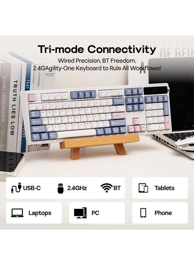 EPOMAKER TH108 PRO Full Size Mechanical Keyboard with Screen & Knob, Wireless Gaming Keyboard with 10000mAh, Creamy Gasket, Hot Swap, Custom Driver, RGB Backlight (White, Sea Salt Silent) - Image 5