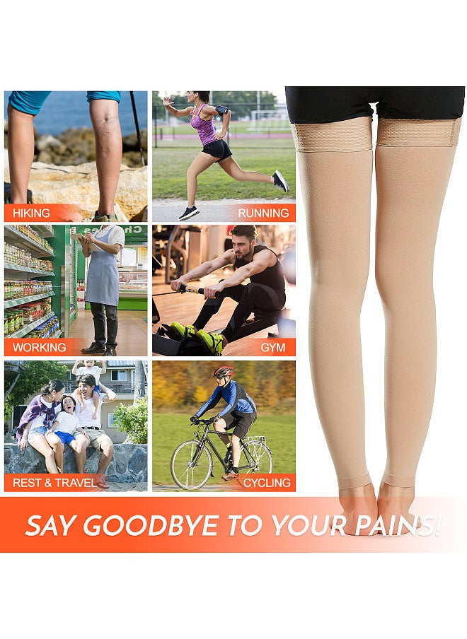1 Pair Thigh High Socks, Men Women 20-30 mmHg Stockings Sleeves, for Varicose Vein Swelling