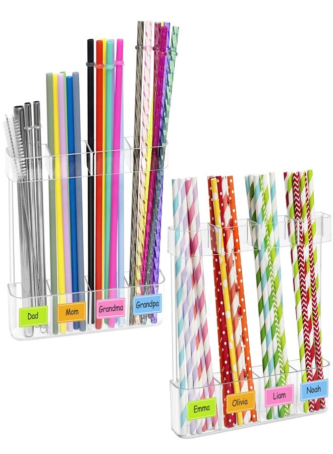 Homecor 2 PACK Acrylic Straw Holder for Cabinet Door - Reusable Tumbler Straw Organizer Storage Dispenser with Ultra Sticky Adhesive Strips, Small Kitchen Accessories Container for Kitchen Cupboard Door - Image 1