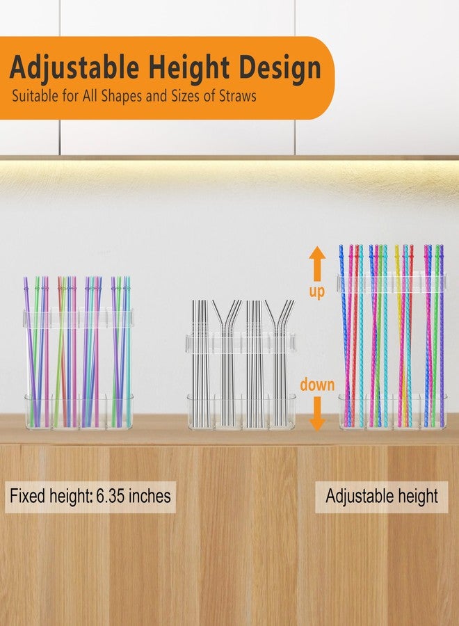 Homecor 2 PACK Acrylic Straw Holder for Cabinet Door - Reusable Tumbler Straw Organizer Storage Dispenser with Ultra Sticky Adhesive Strips, Small Kitchen Accessories Container for Kitchen Cupboard Door - Image 3