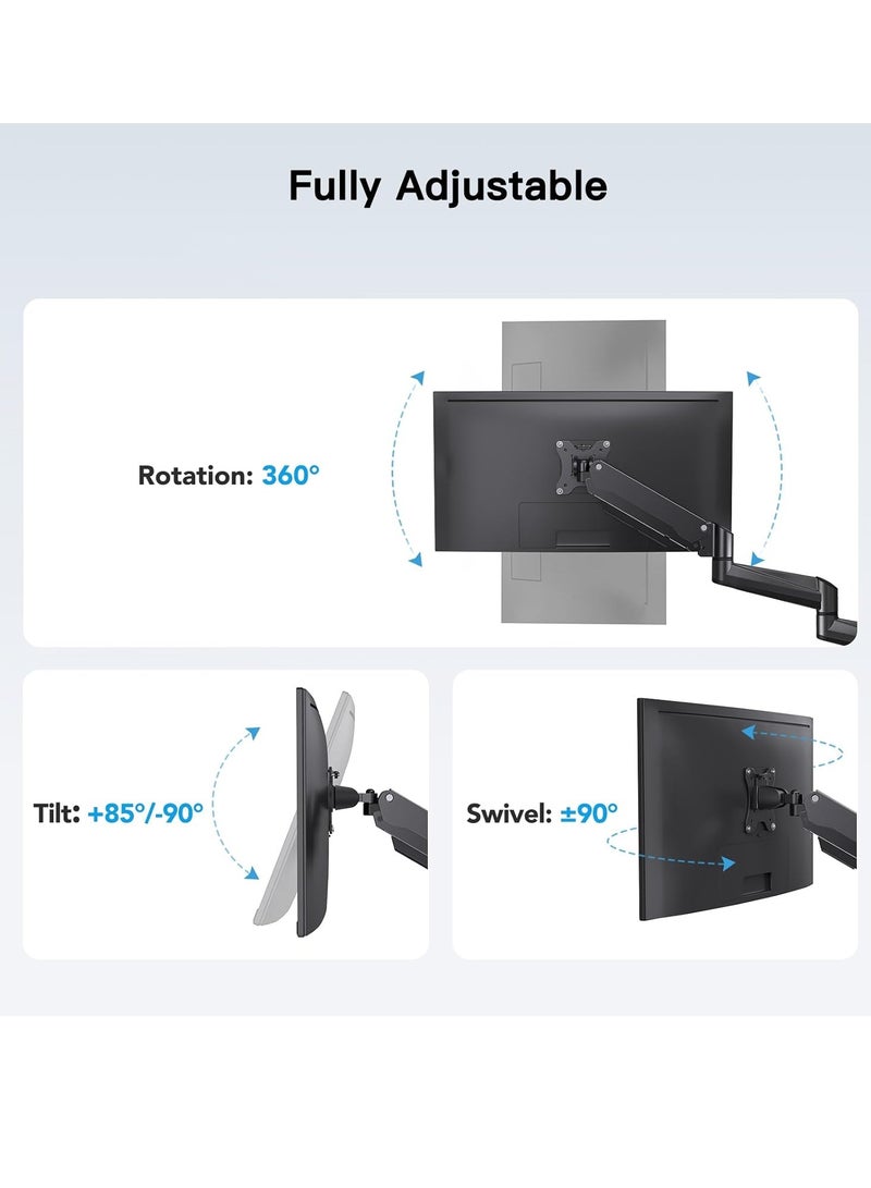 ELTRAZONE 3-Monitor Mount for 17-32 Inch Screens | Height Adjustable Monitor Arm | Supports Up to 8 kg per Arm | Sleek Black Design - Image 4