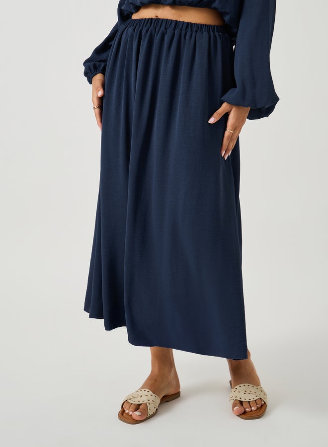 Styli Solid Round Neck Crop Top and Maxi Skirt Co-Ords  - Image 5