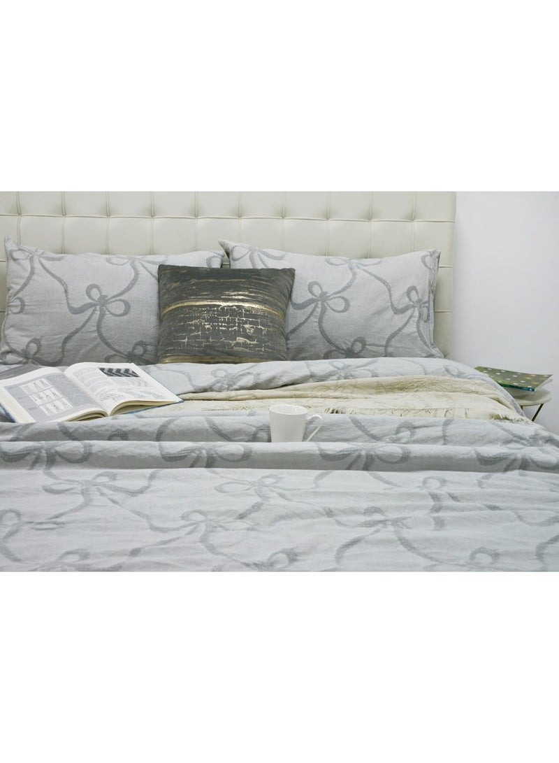 السرعوف الذهبية طقم غطاء لحاف من قماش الجاكار القطني بنسبة 100% من GOLD MANTIS مقاس كوين 240 × 220 سم - طقم سرير بوهو أنيق مطرز بعقدة فيونكة مع 2 غطاء وسادة، قطن ناعم مغسول، غطاء لحاف فاخر مسامي - Image 2