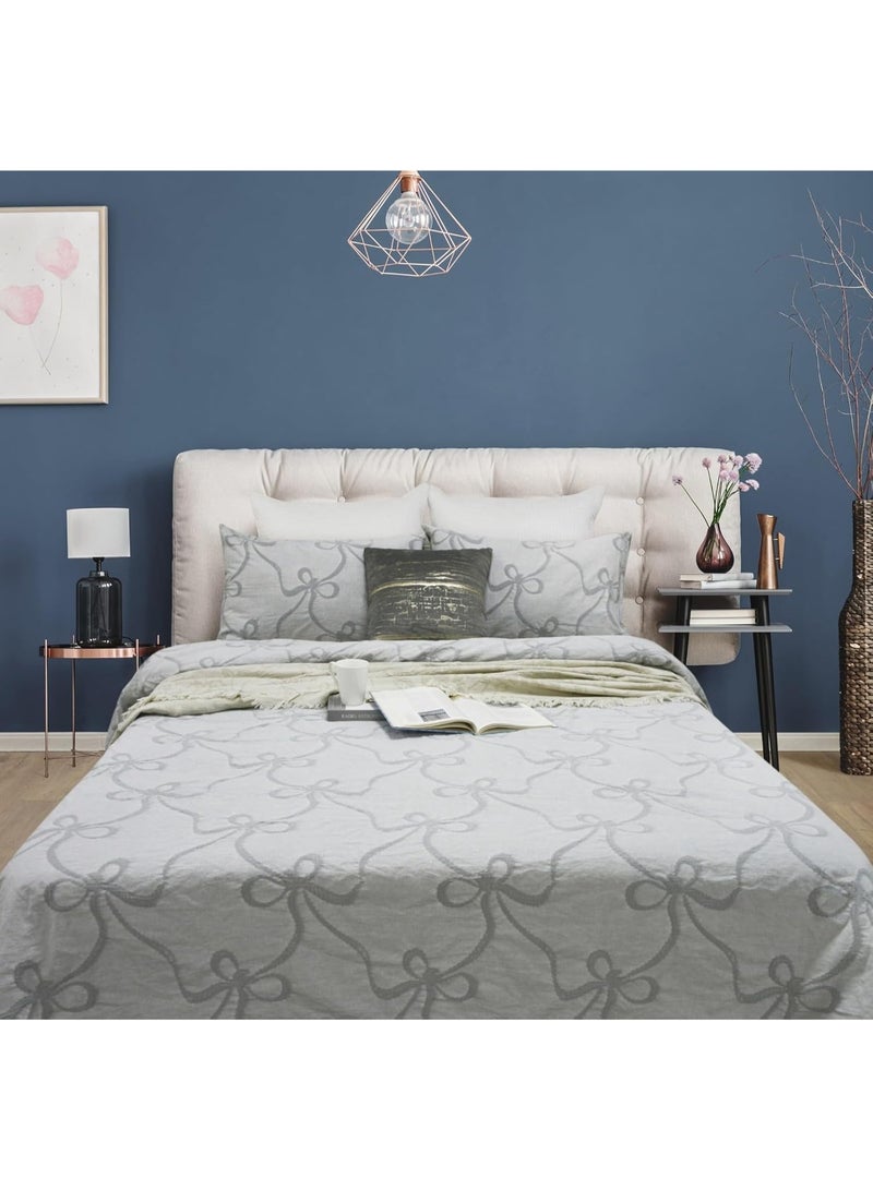 السرعوف الذهبية طقم غطاء لحاف من قماش الجاكار القطني بنسبة 100% من GOLD MANTIS مقاس كوين 240 × 220 سم - طقم سرير بوهو أنيق مطرز بعقدة فيونكة مع 2 غطاء وسادة، قطن ناعم مغسول، غطاء لحاف فاخر مسامي - Image 1