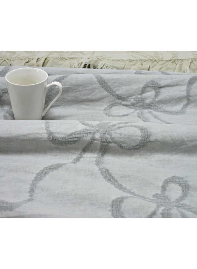 السرعوف الذهبية طقم غطاء لحاف من قماش الجاكار القطني بنسبة 100% من GOLD MANTIS مقاس كوين 240 × 220 سم - طقم سرير بوهو أنيق مطرز بعقدة فيونكة مع 2 غطاء وسادة، قطن ناعم مغسول، غطاء لحاف فاخر مسامي - Image 4