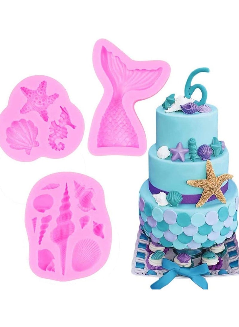6 Pcs Marine Theme Silicone Mold for Seashells and Sea Life - Ideal for Chocolate, Fondant, Candy Baking, and DIY Cake Decoration Tools  - Image 2