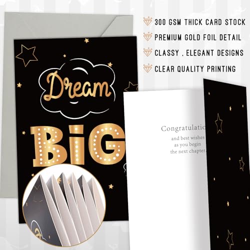 GRADESIN 24 Pack Graduation Cards Bulk 2026 with Envelopes & Stickers - Gold Foil 300GMS Thick and Blank Graduation Greeting Cards Gifts for College High School Graduation Party Supplies, 6 Cover Designs - Image 4