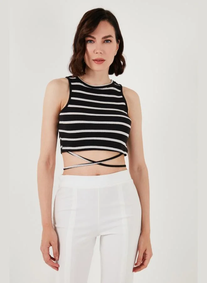Lela Lela Striped Slim Fit Crop Top with Tie Detail for Women CROP 5865715