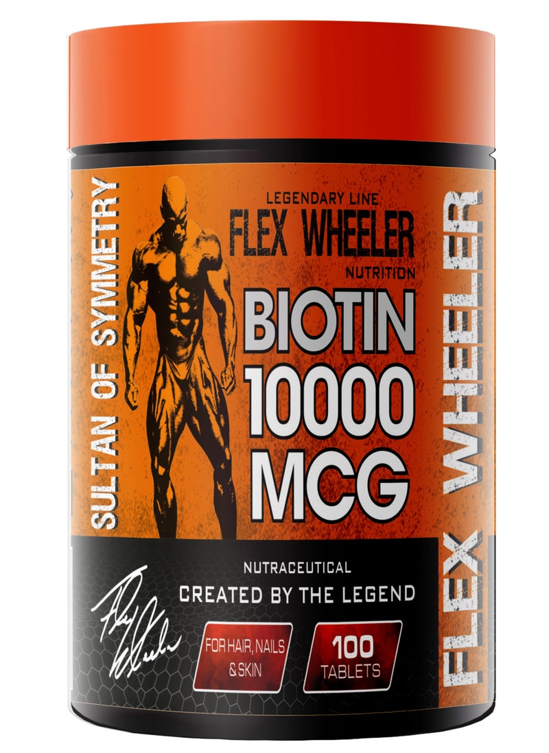 Flex Wheeler Nutrition - Flex Wheeler Nutrition Biotin 1000mcg - Supports Hair, Skin & Nails (100 Tablets) - Image 1