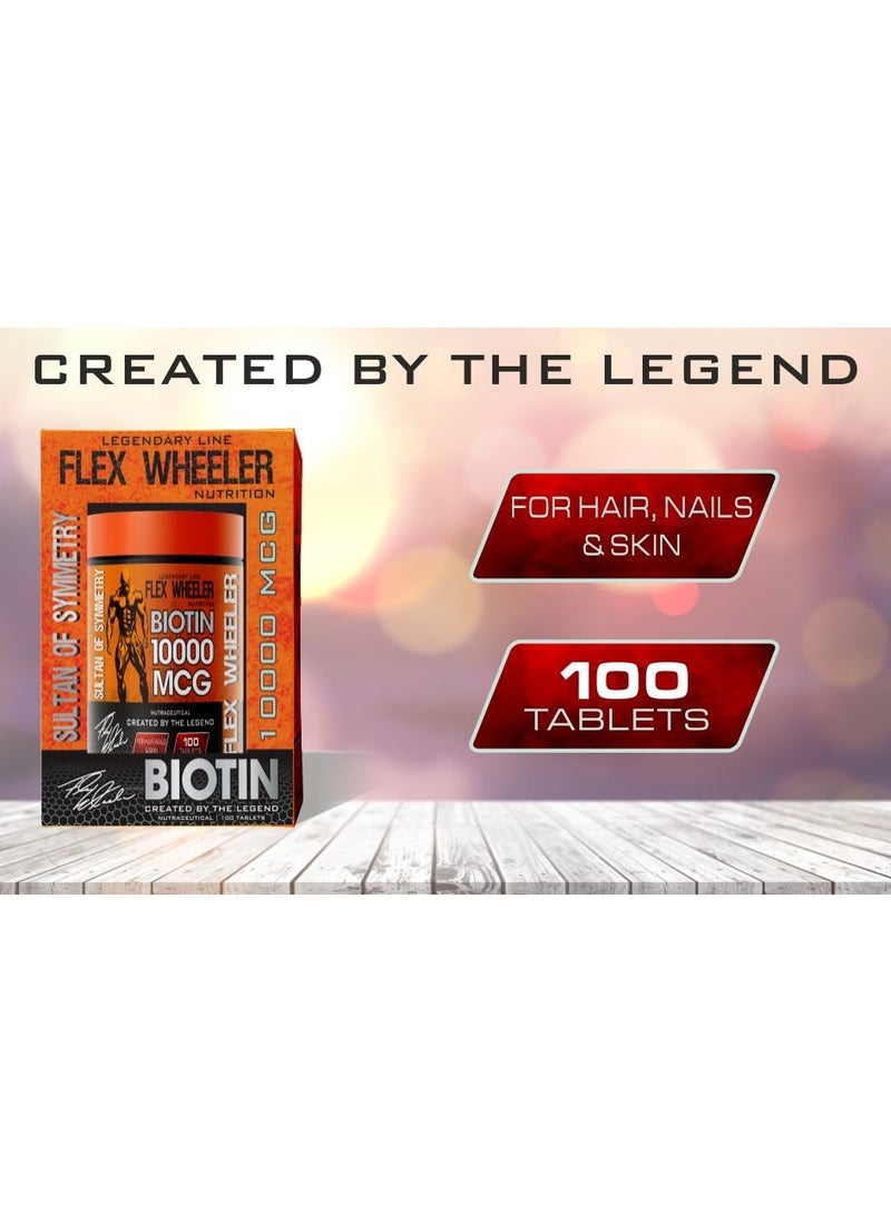 Flex Wheeler Nutrition - Flex Wheeler Nutrition Biotin 1000mcg - Supports Hair, Skin & Nails (100 Tablets) - Image 1