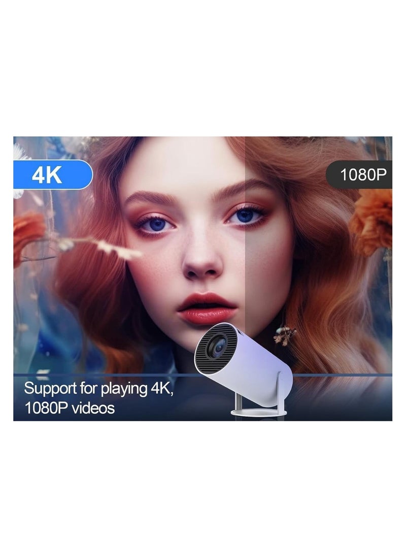 Mini Projector HY300 4K Android 11 – Portable Wi-Fi 6 & Bluetooth Projector with Keystone Correction, 180° Flip, Up to 130” Screen, HD Home Theater Movie Projector with Wi-Fi & BT 5.0