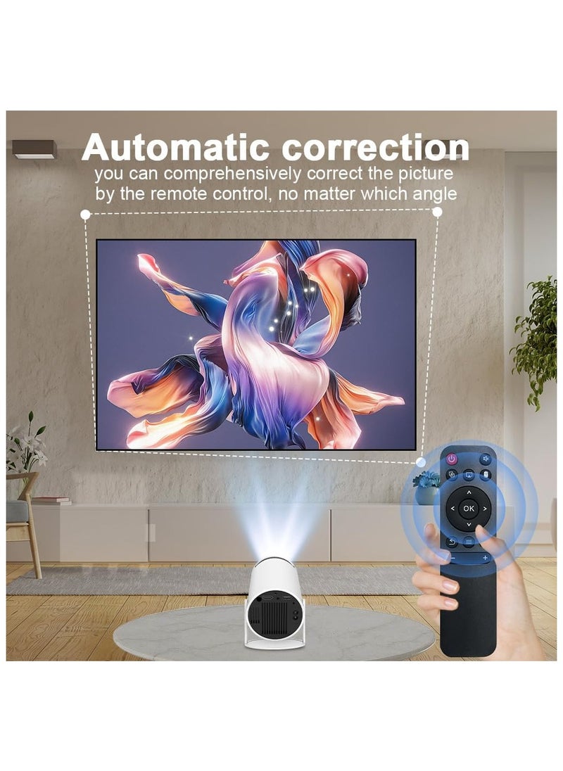 Mini Projector HY300 4K Android 11 – Portable Wi-Fi 6 & Bluetooth Projector with Keystone Correction, 180° Flip, Up to 130” Screen, HD Home Theater Movie Projector with Wi-Fi & BT 5.0