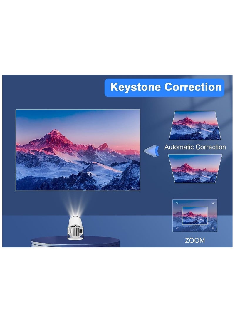 Mini Projector HY300 4K Android 11 – Portable Wi-Fi 6 & Bluetooth Projector with Keystone Correction, 180° Flip, Up to 130” Screen, HD Home Theater Movie Projector with Wi-Fi & BT 5.0